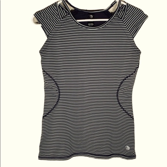 🔥🔥MPG Sz S/P Active Gray Striped Mesh Panels Polyester Spandex Top - Picture 1 of 8